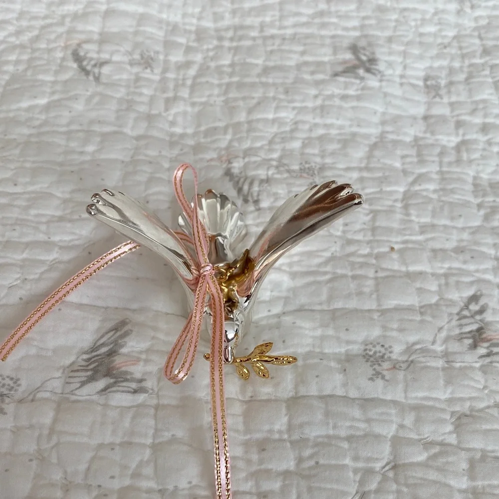 Elegant Silver and Gold Bird Ornament Figurine
